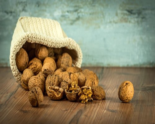 Fresh organic vegetables, nuts, and healthy fats on a rustic table setting